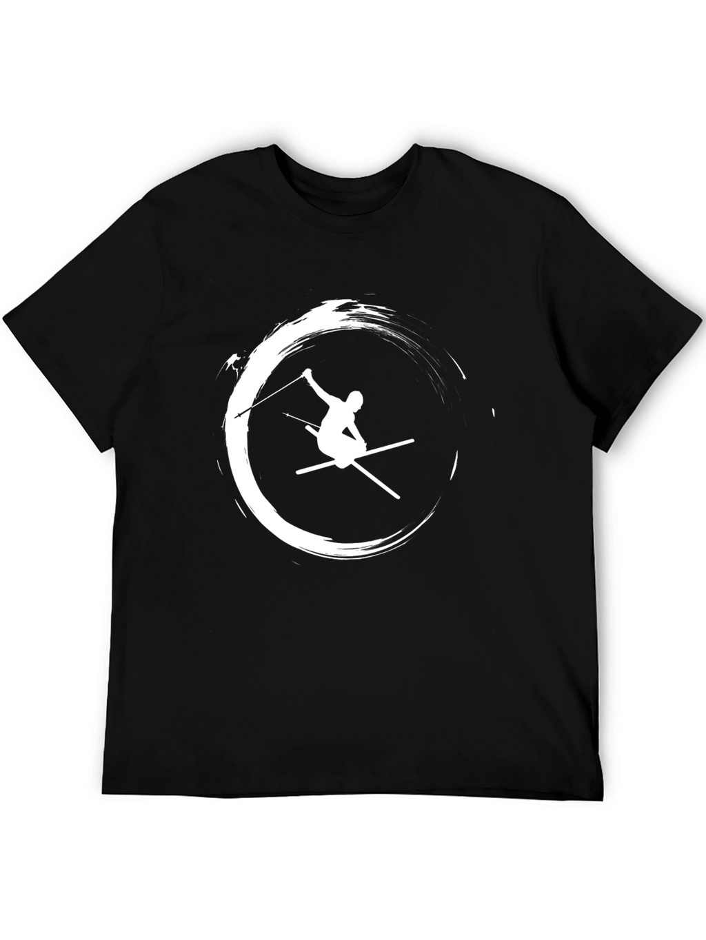Stylish Skier Graphic T-Shirt - Black