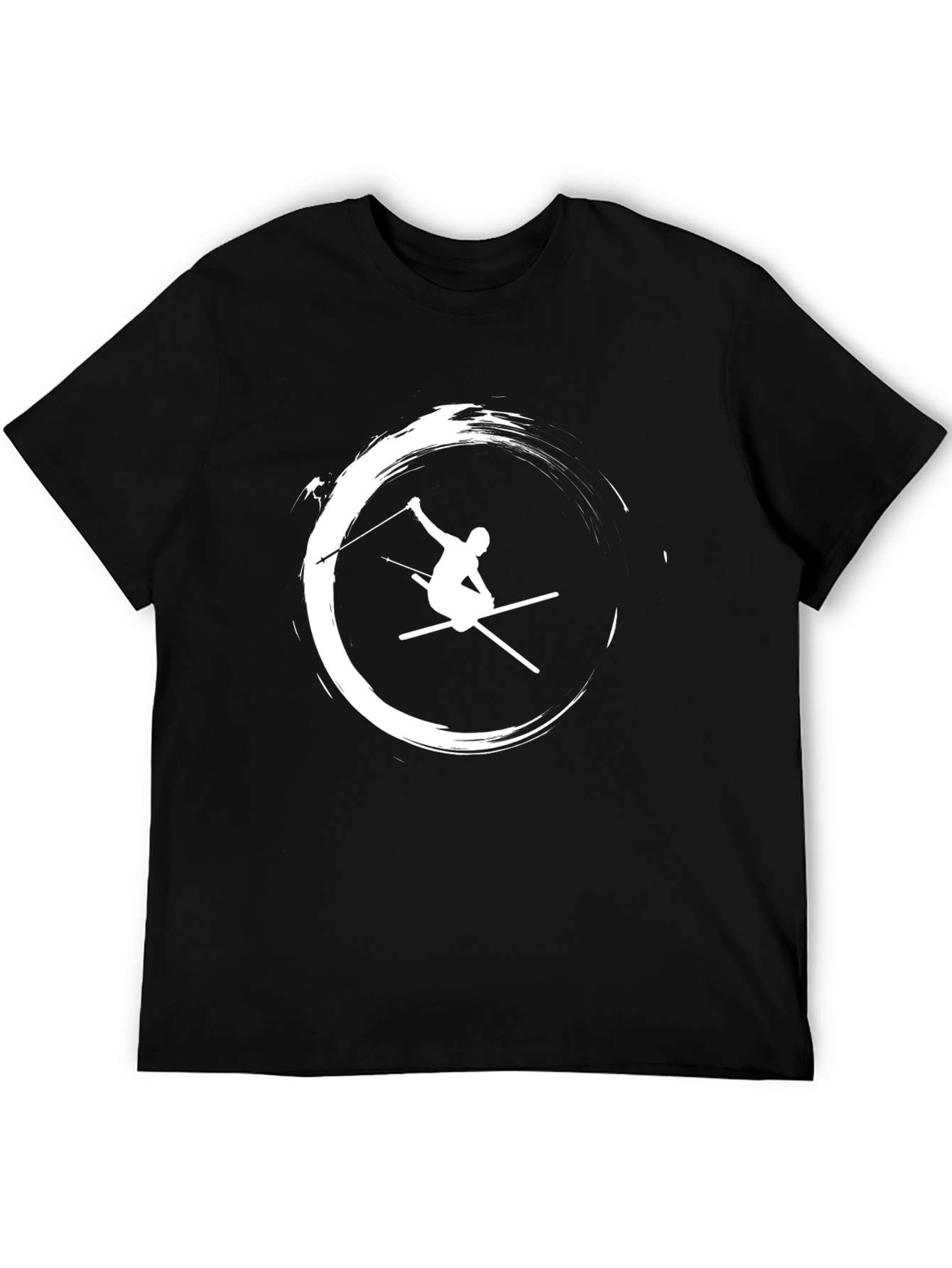 Stylish Skier Graphic T-Shirt - Black