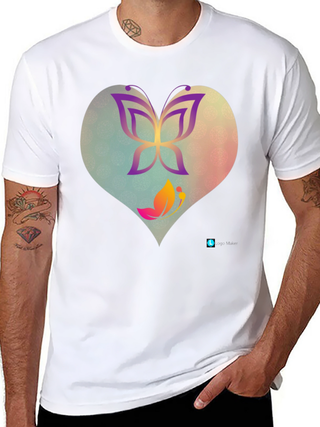 Butterfly Heart Graphic Tee - Trendy Casual Top