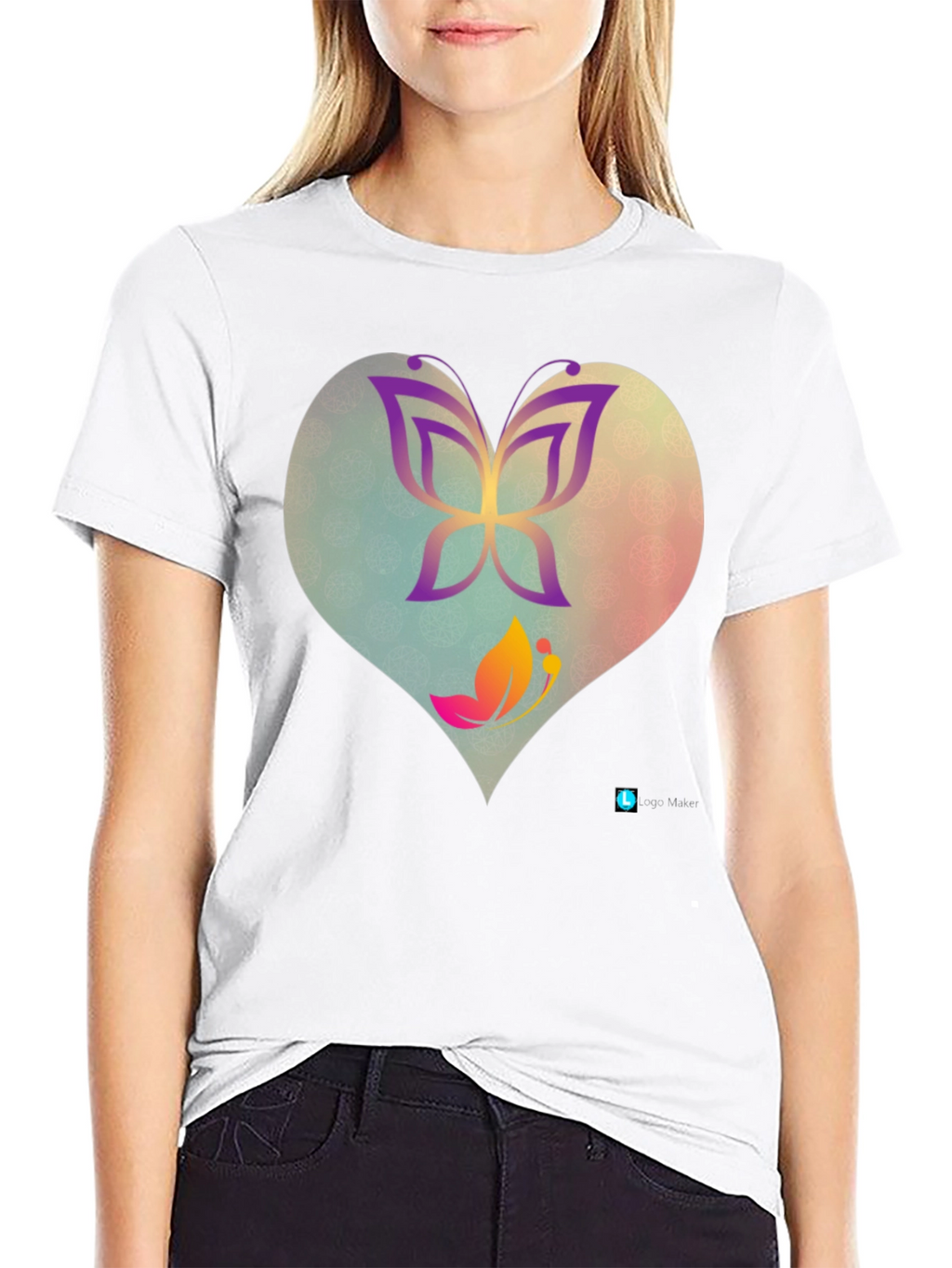 Butterfly Heart Graphic Tee - Trendy Casual Top