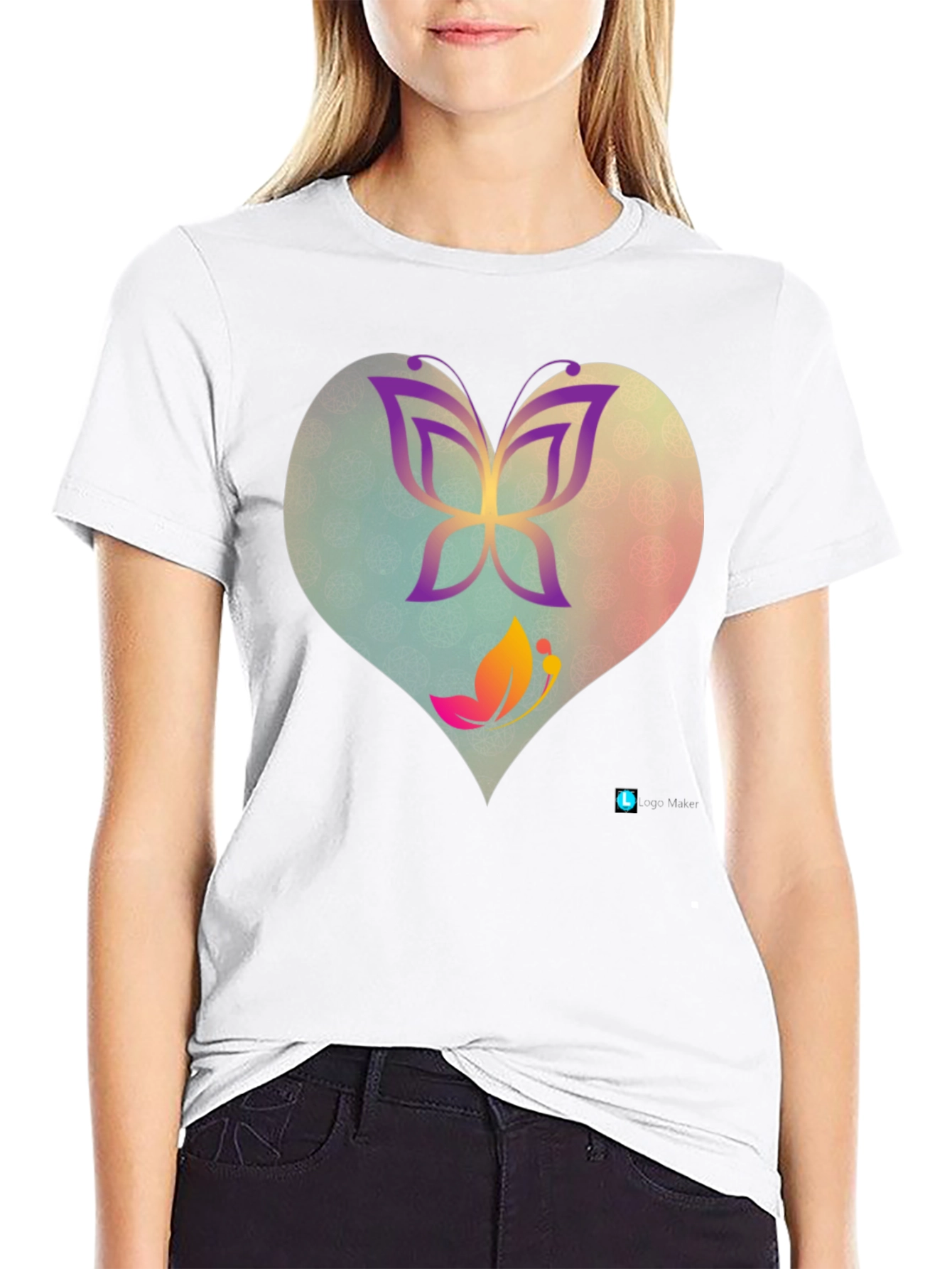 Butterfly Heart Graphic Tee - Trendy Casual Top