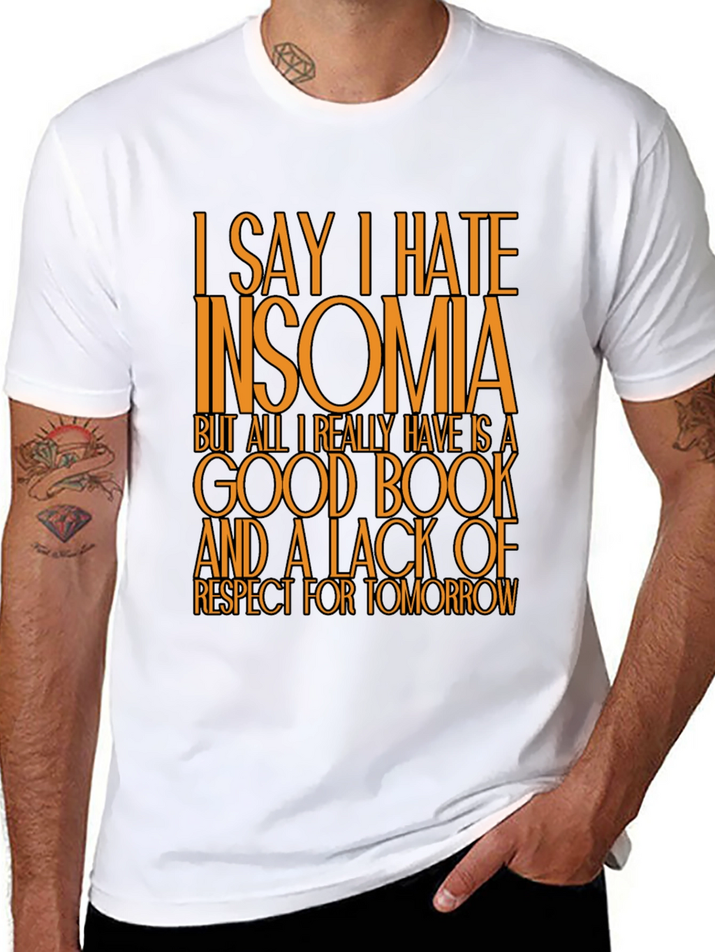 Funny Insomnia T-Shirt: Good Book No Regrets