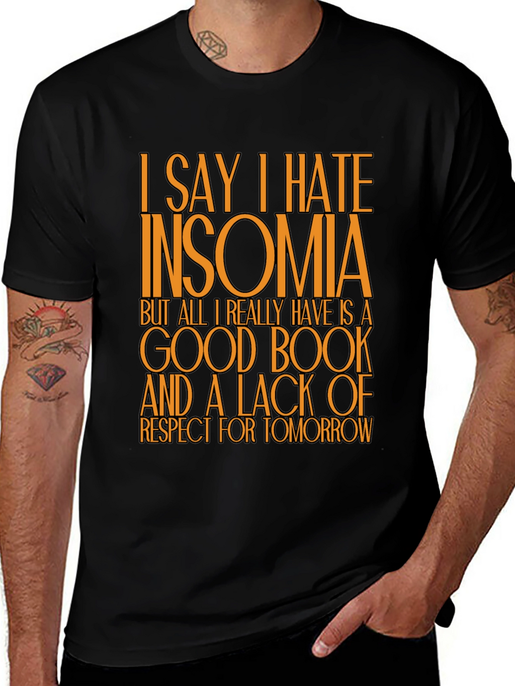 Funny Insomnia T-Shirt: Good Book No Regrets