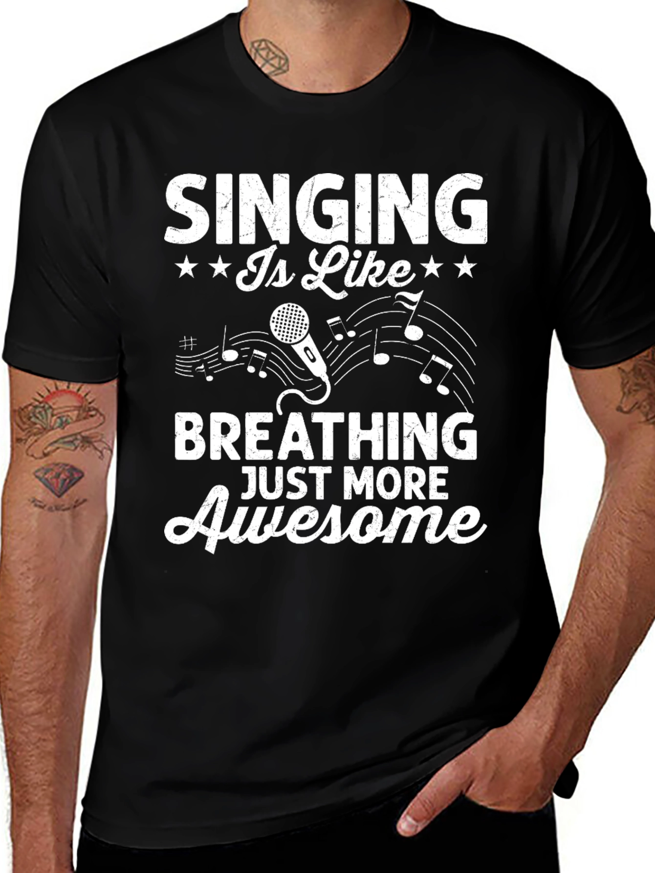 Singing is Like Breathing Awesome Black T-Shirt