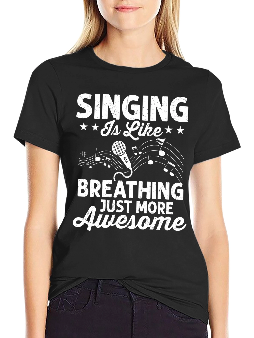 Singing is Like Breathing Awesome Black T-Shirt