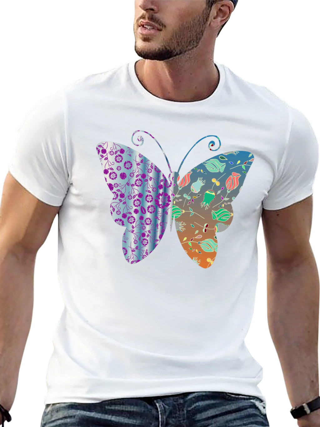 Butterfly Graphic Print Mens T-Shirt