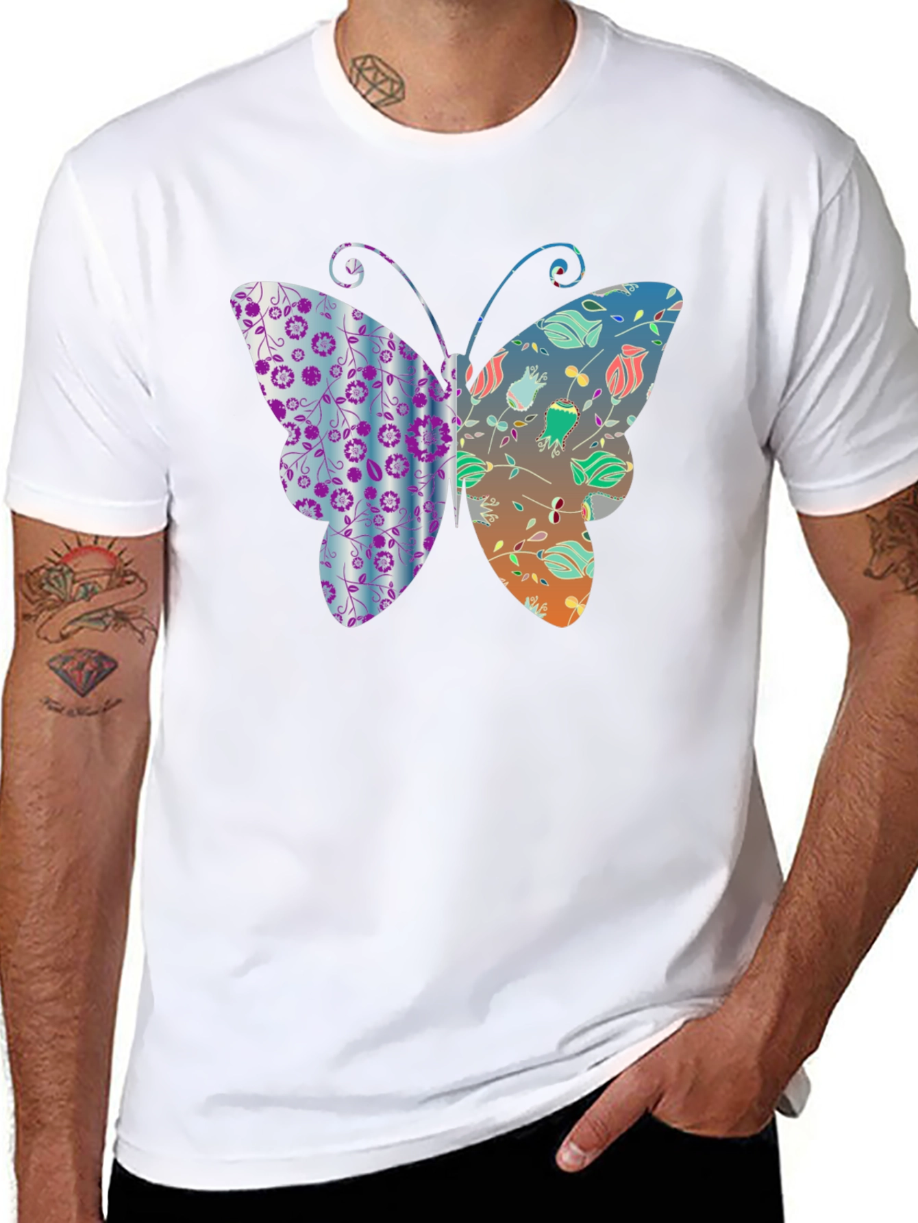 Butterfly Graphic Print Mens T-Shirt
