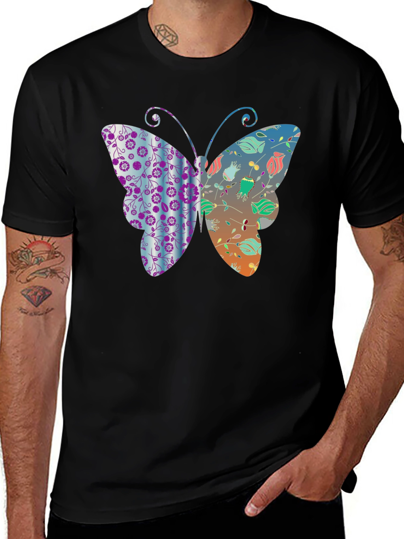 Butterfly Graphic Print Mens T-Shirt