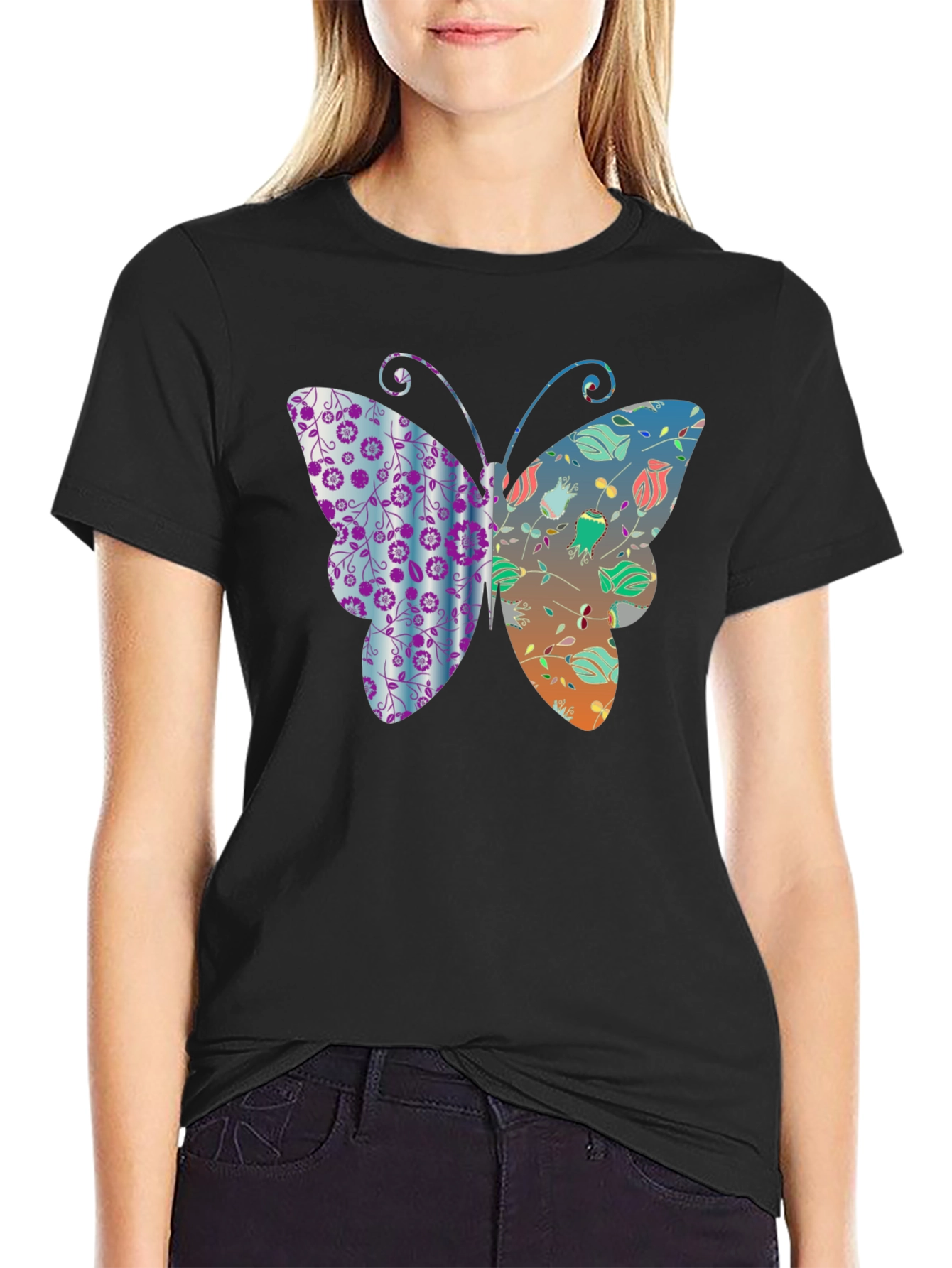 Butterfly Graphic Print Mens T-Shirt