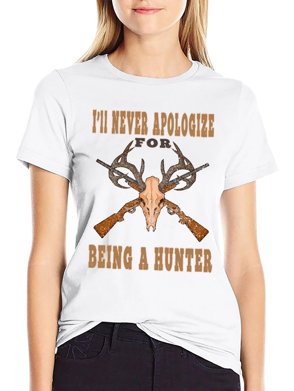Hunters Pride T-Shirt - Skull & Guns Design