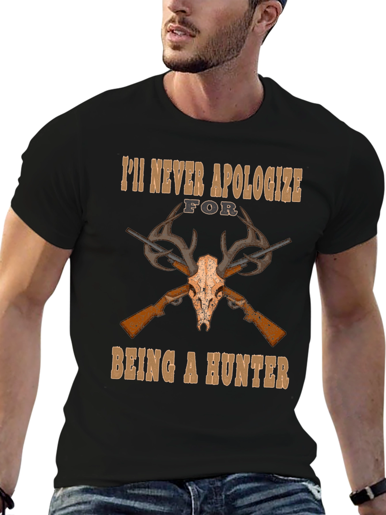 Hunters Pride T-Shirt - Skull & Guns Design