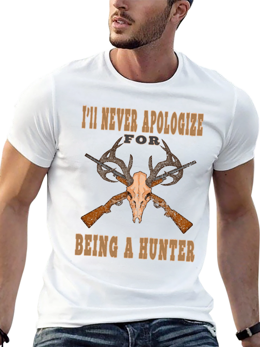 Hunters Pride T-Shirt - Skull & Guns Design