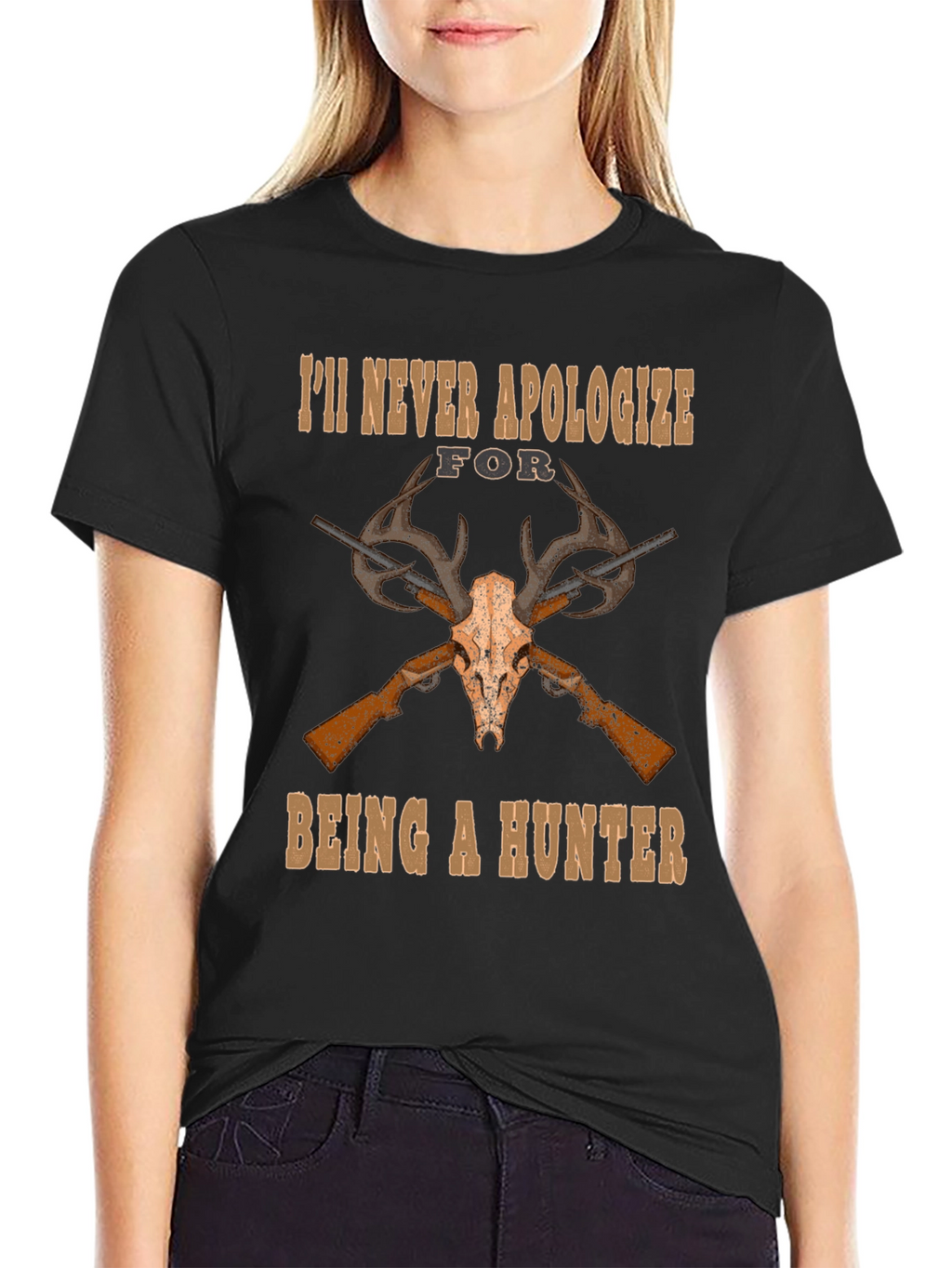 Hunters Pride T-Shirt - Skull & Guns Design