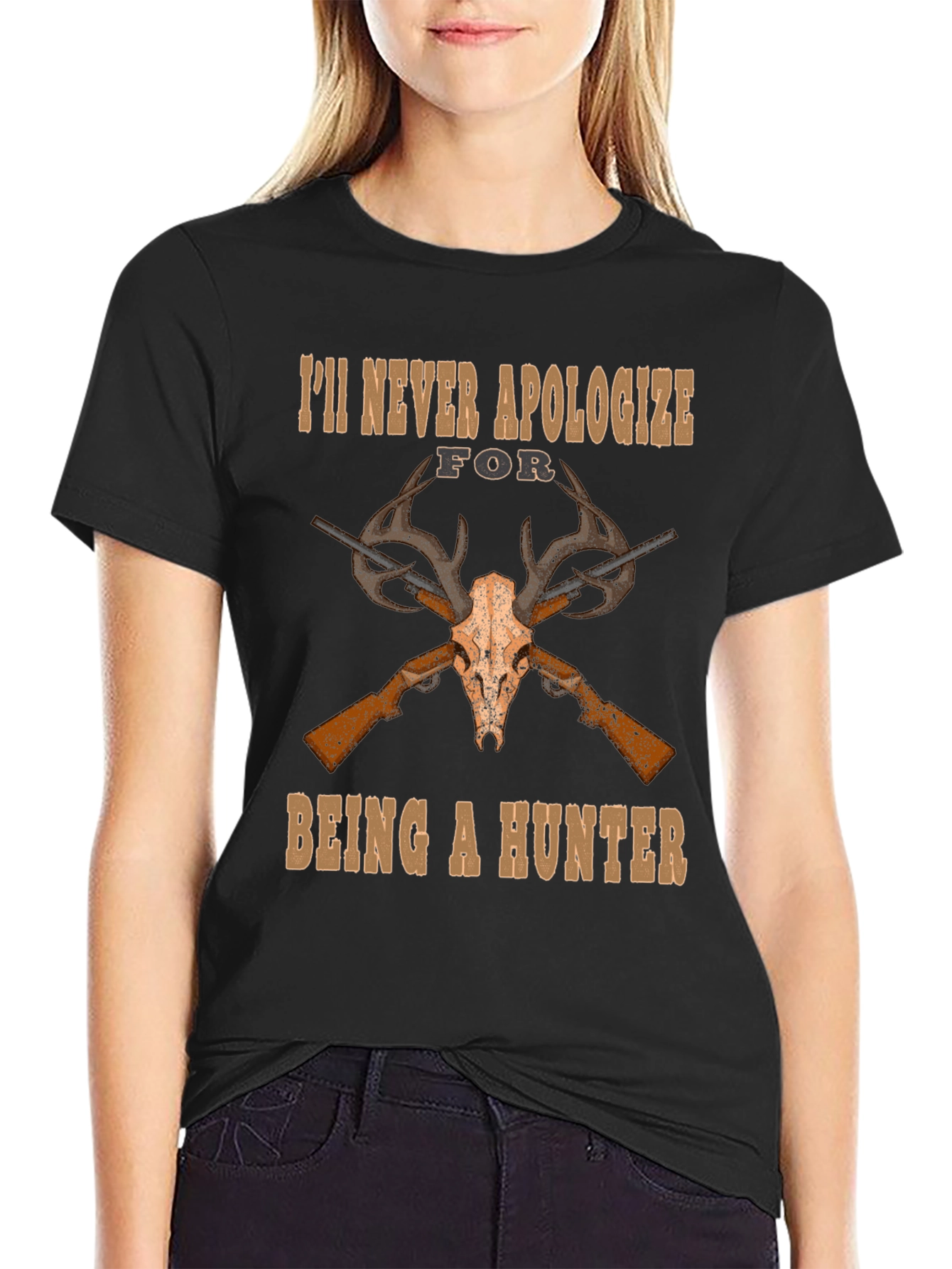 Hunters Pride T-Shirt - Skull & Guns Design