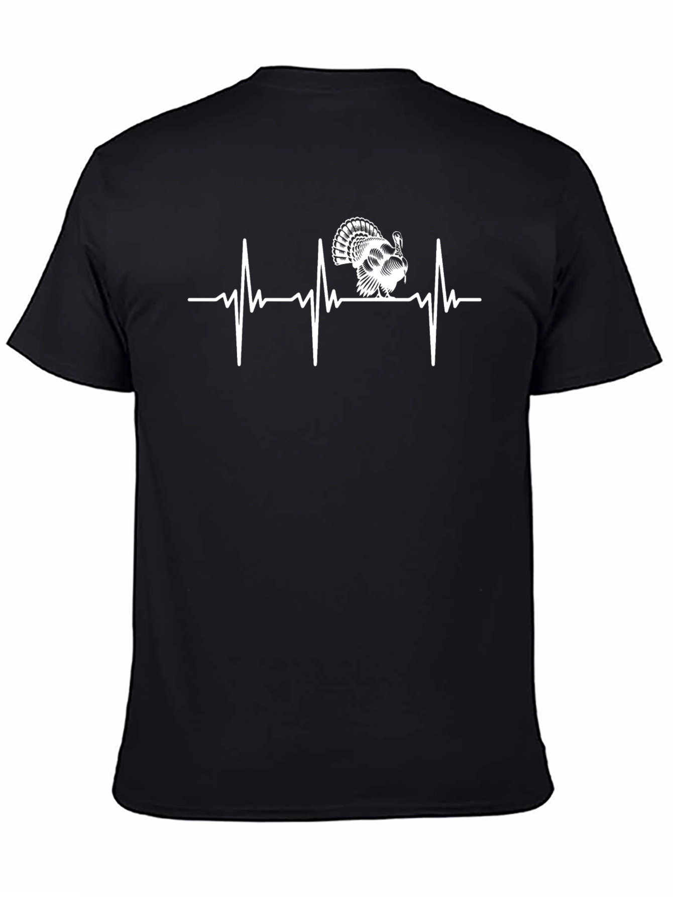 Turkey Heartbeat Graphic Tee - Black Short Sleeve Casual T-Shirt