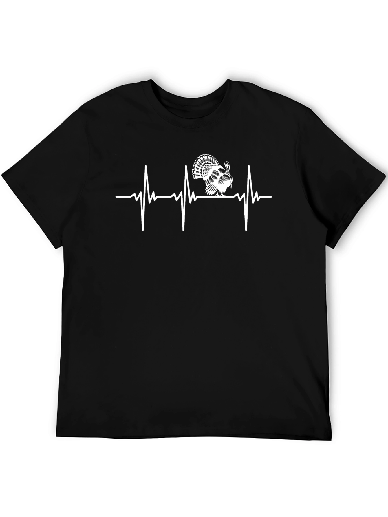 Turkey Heartbeat Graphic Tee - Black Short Sleeve Casual T-Shirt