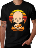 Meditating Monk T-Shirt - Zen Buddha Graphic Tee