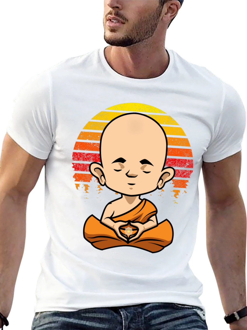 Meditating Monk T-Shirt - Zen Buddha Graphic Tee