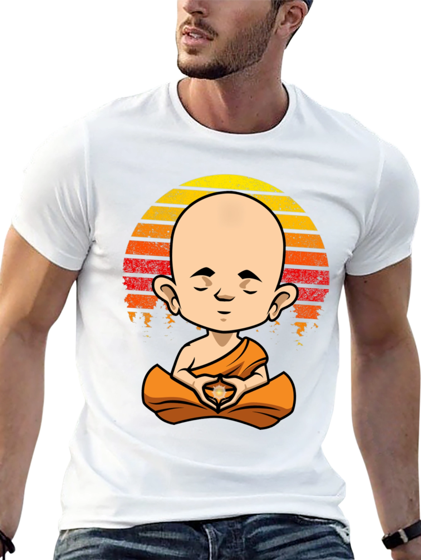 Meditating Monk T-Shirt - Zen Buddha Graphic Tee