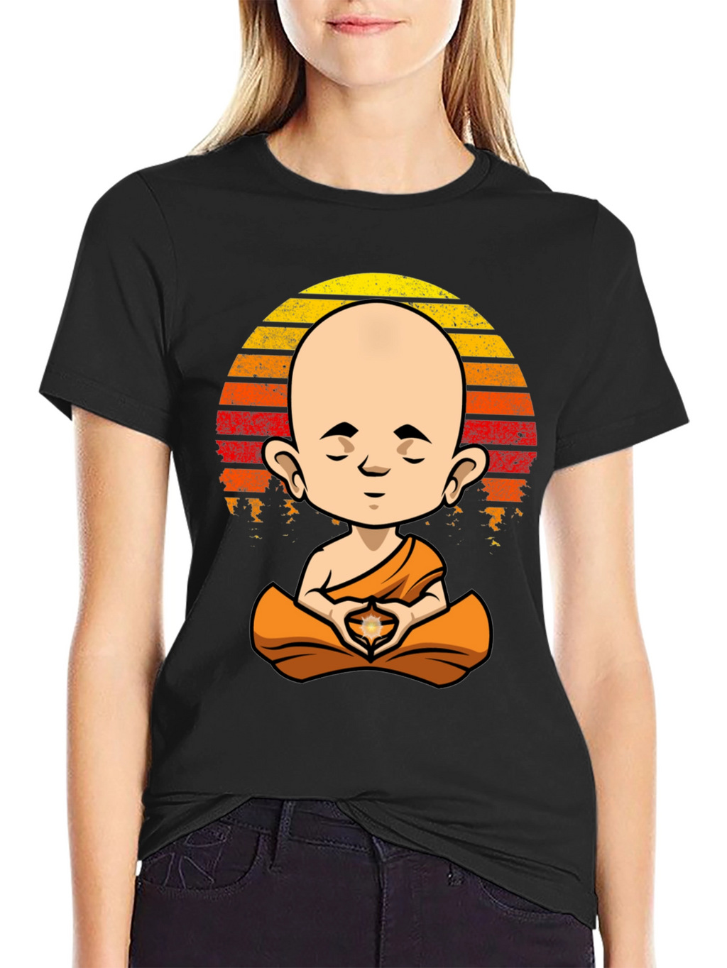 Meditating Monk T-Shirt - Zen Buddha Graphic Tee
