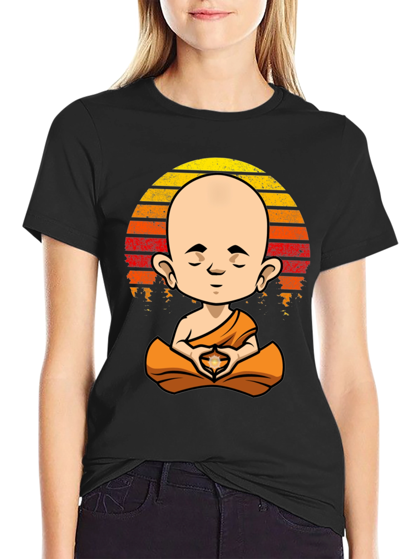 Meditating Monk T-Shirt - Zen Buddha Graphic Tee