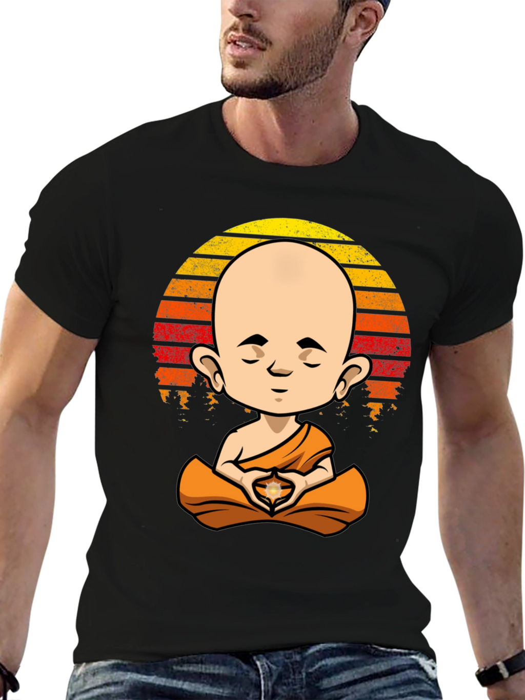 Meditating Monk T-Shirt - Zen Buddha Graphic Tee