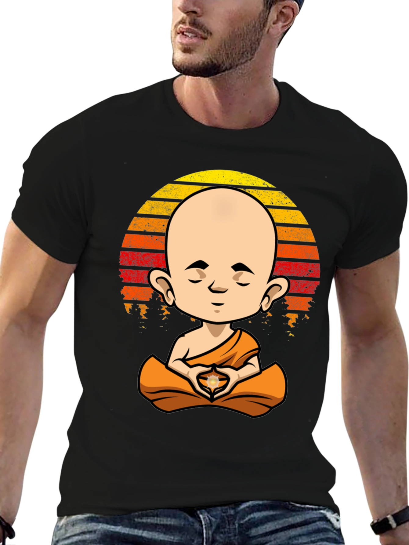 Meditating Monk T-Shirt - Zen Buddha Graphic Tee