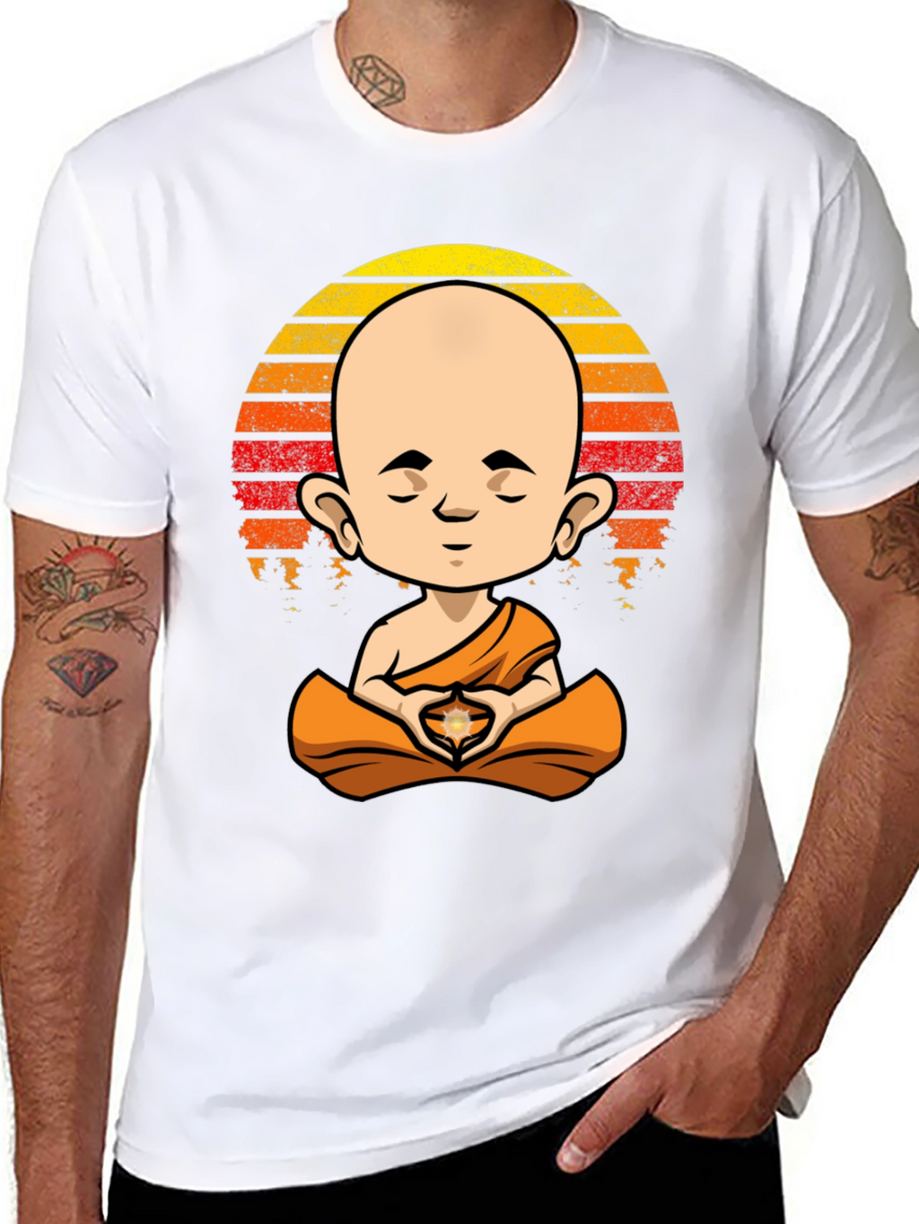 Meditating Monk T-Shirt - Zen Buddha Graphic Tee
