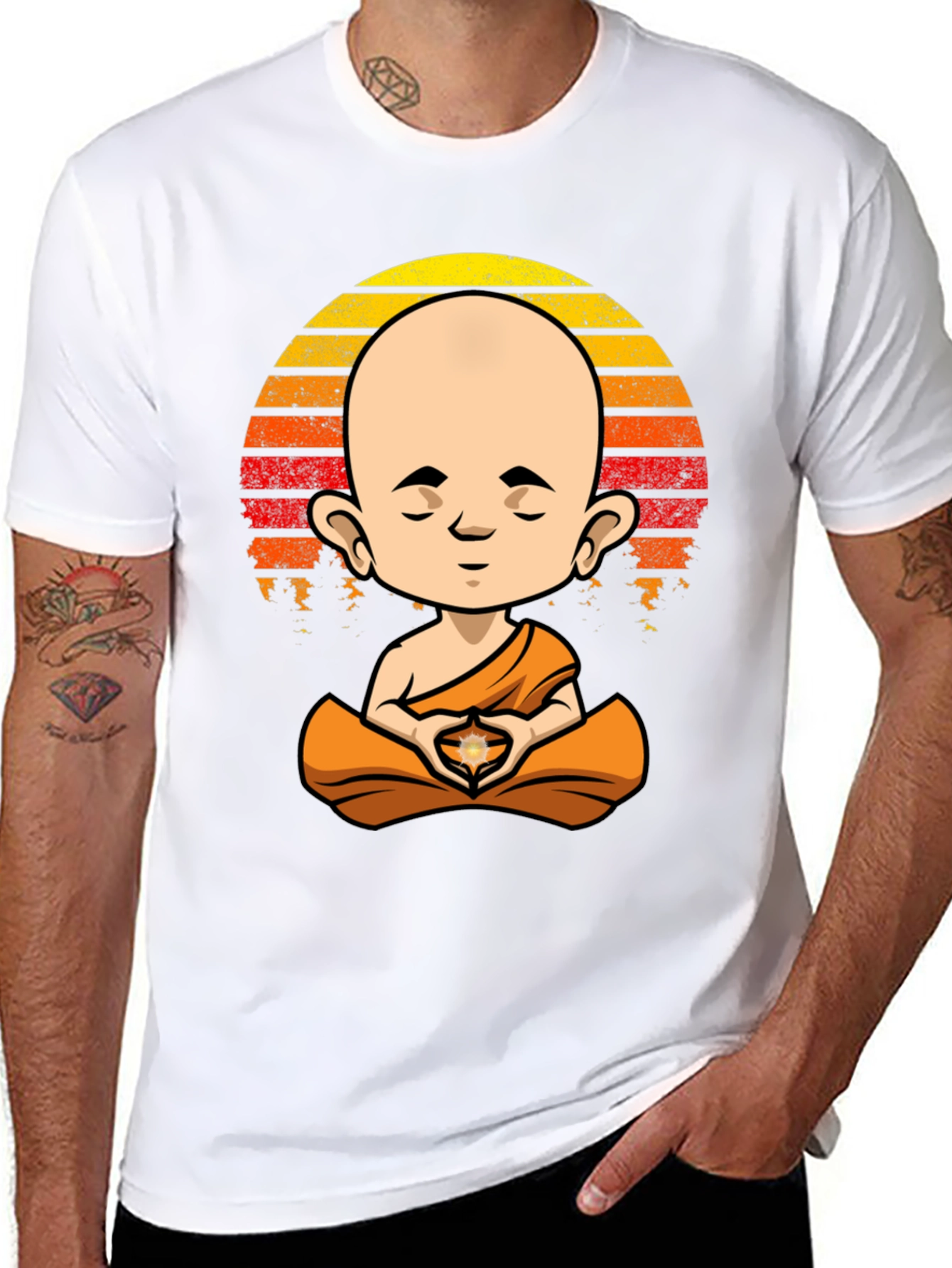 Meditating Monk T-Shirt - Zen Buddha Graphic Tee