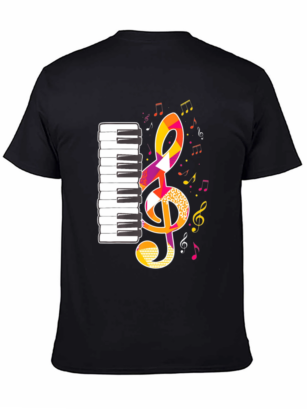 Musical Notes Graphic Tee - Black