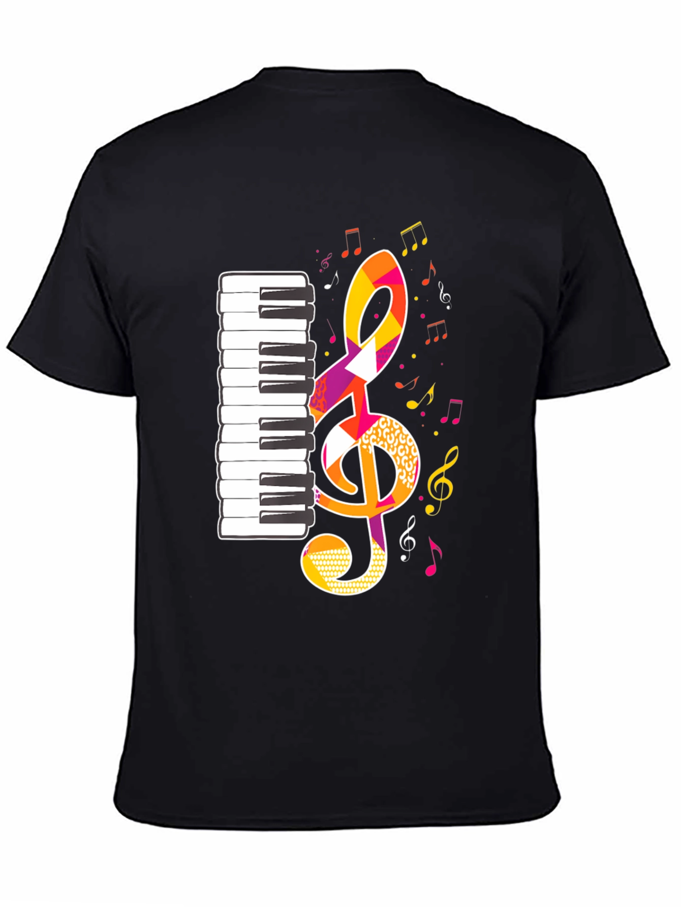 Musical Notes Graphic Tee - Black