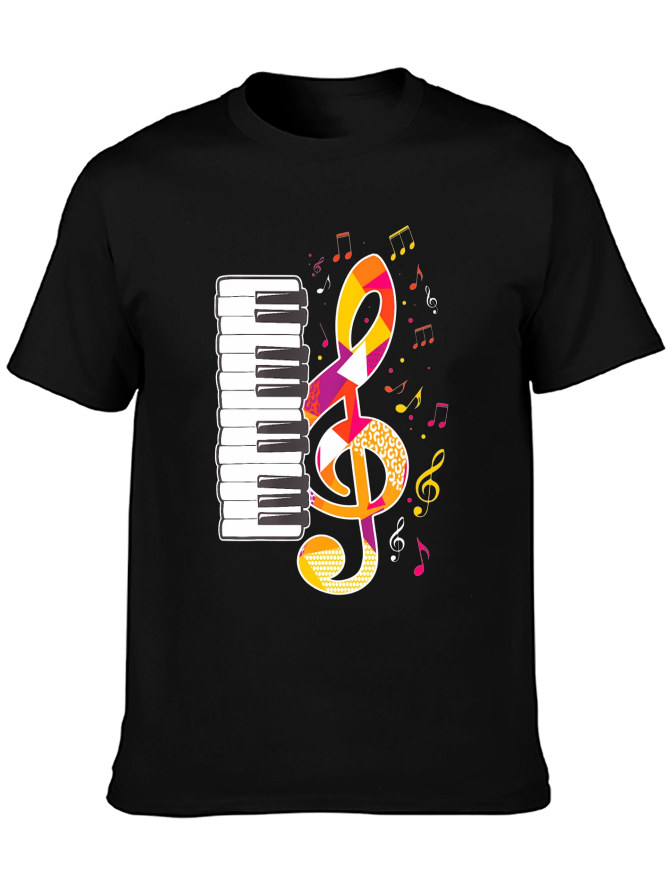 Musical Notes Graphic Tee - Black