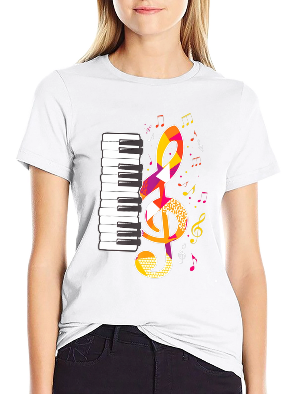 Musical Notes Graphic Tee - Black