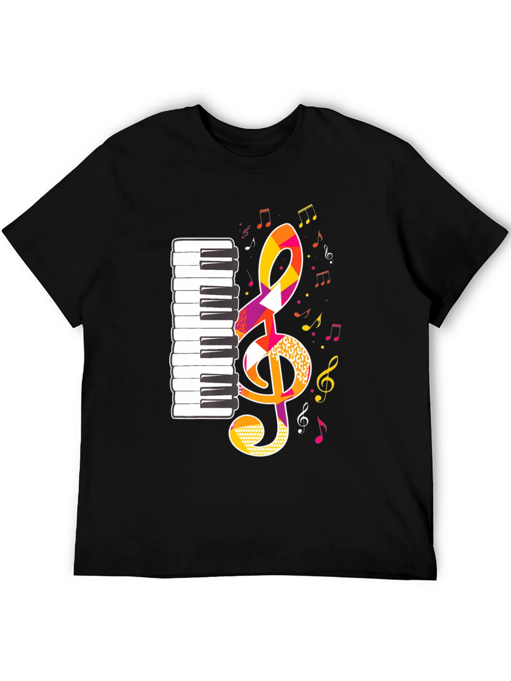 Musical Notes Graphic Tee - Black