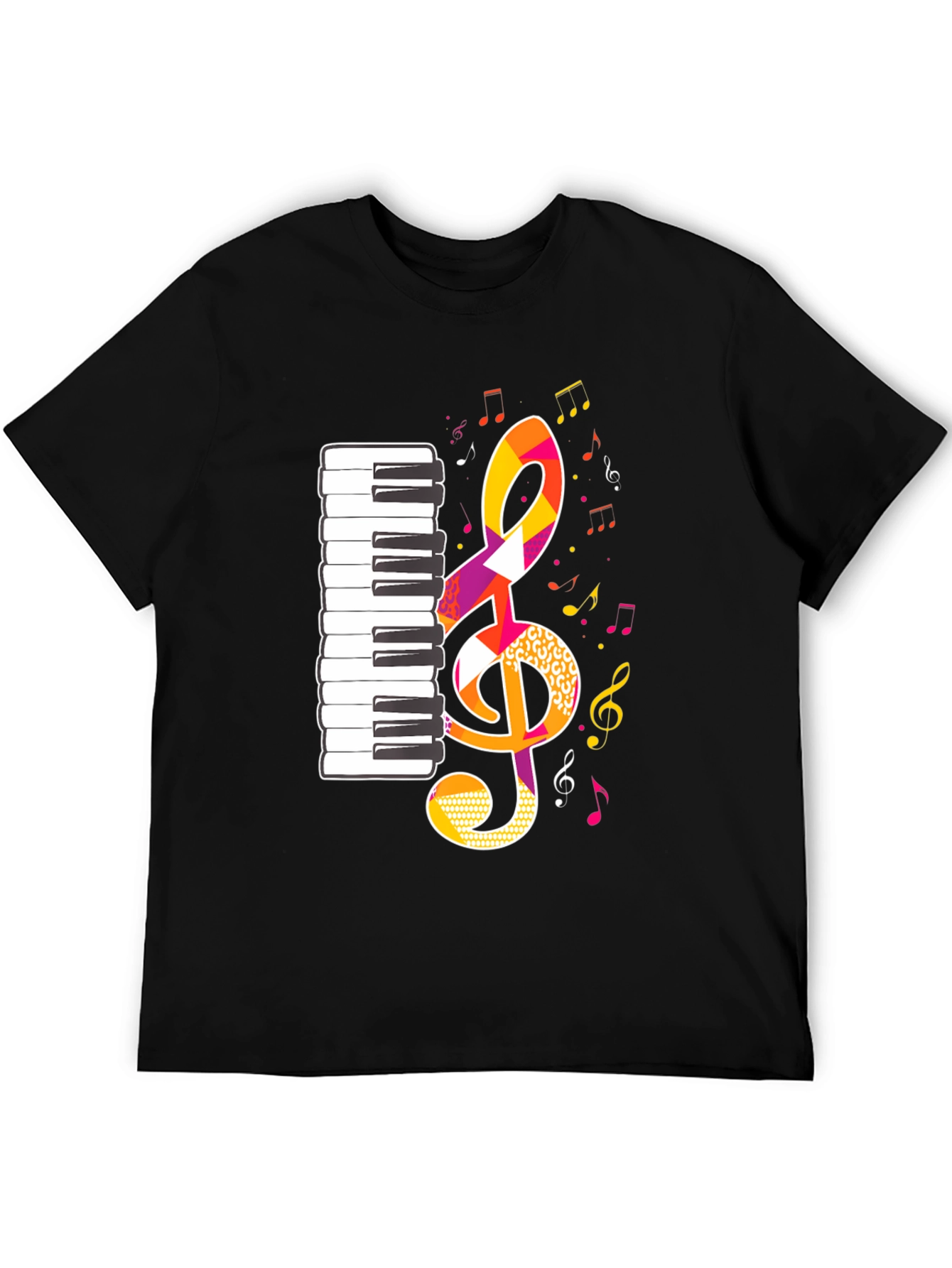 Musical Notes Graphic Tee - Black