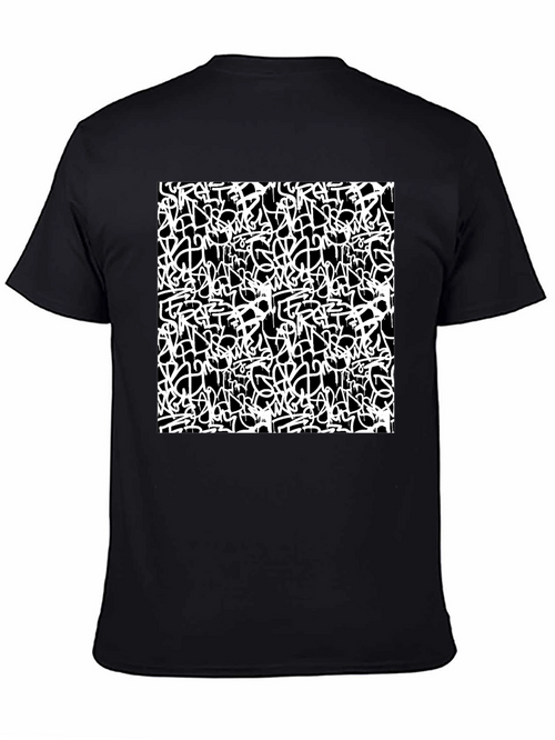 Abstract Graffiti Print Black T-Shirt