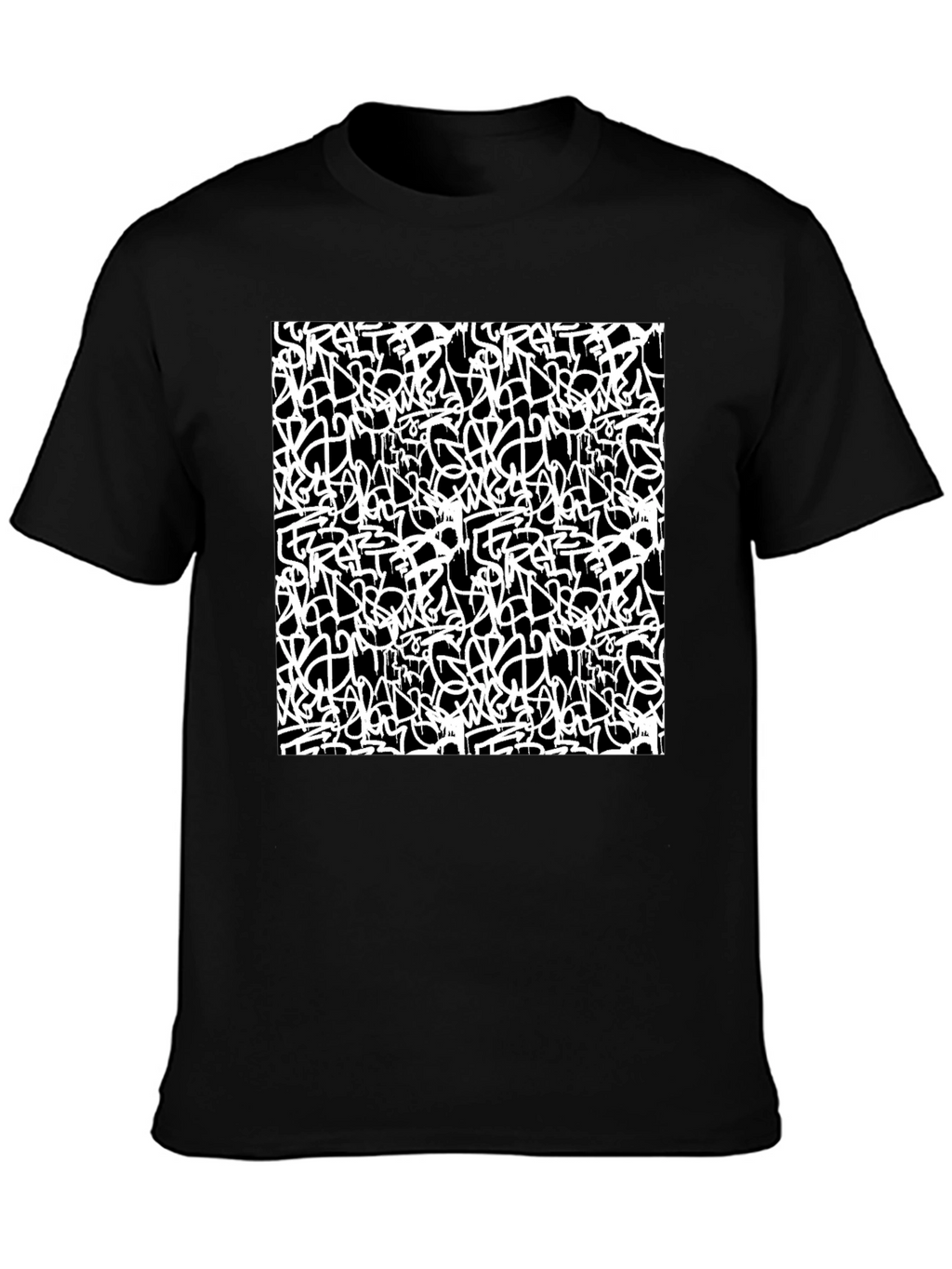 Abstract Graffiti Print Black T-Shirt