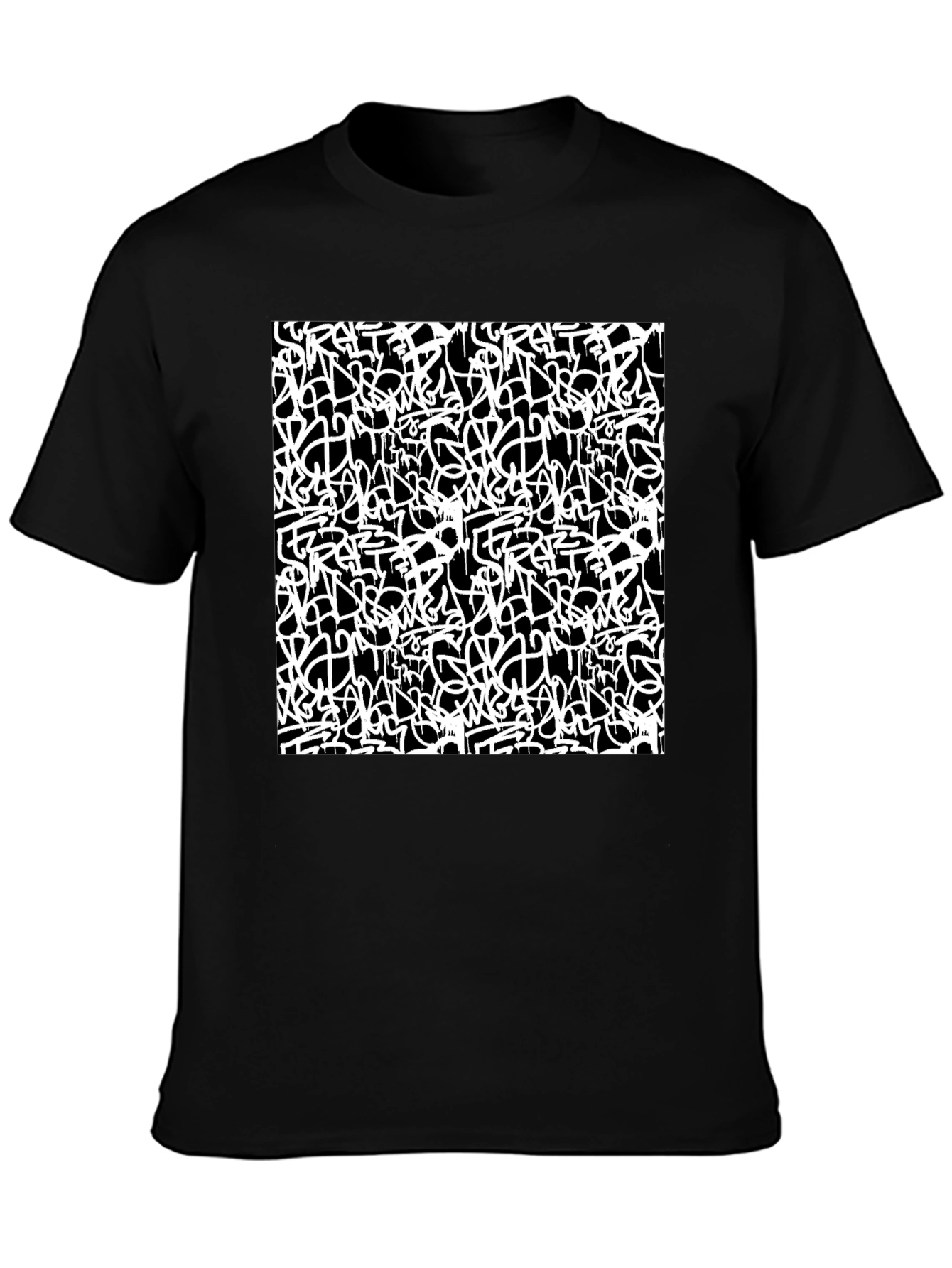 Abstract Graffiti Print Black T-Shirt