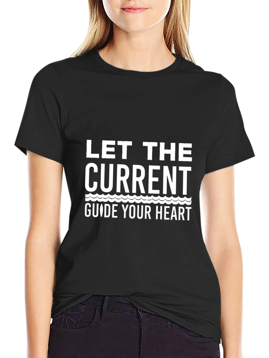 Let the Current Guide Your Heart Black T-Shirt