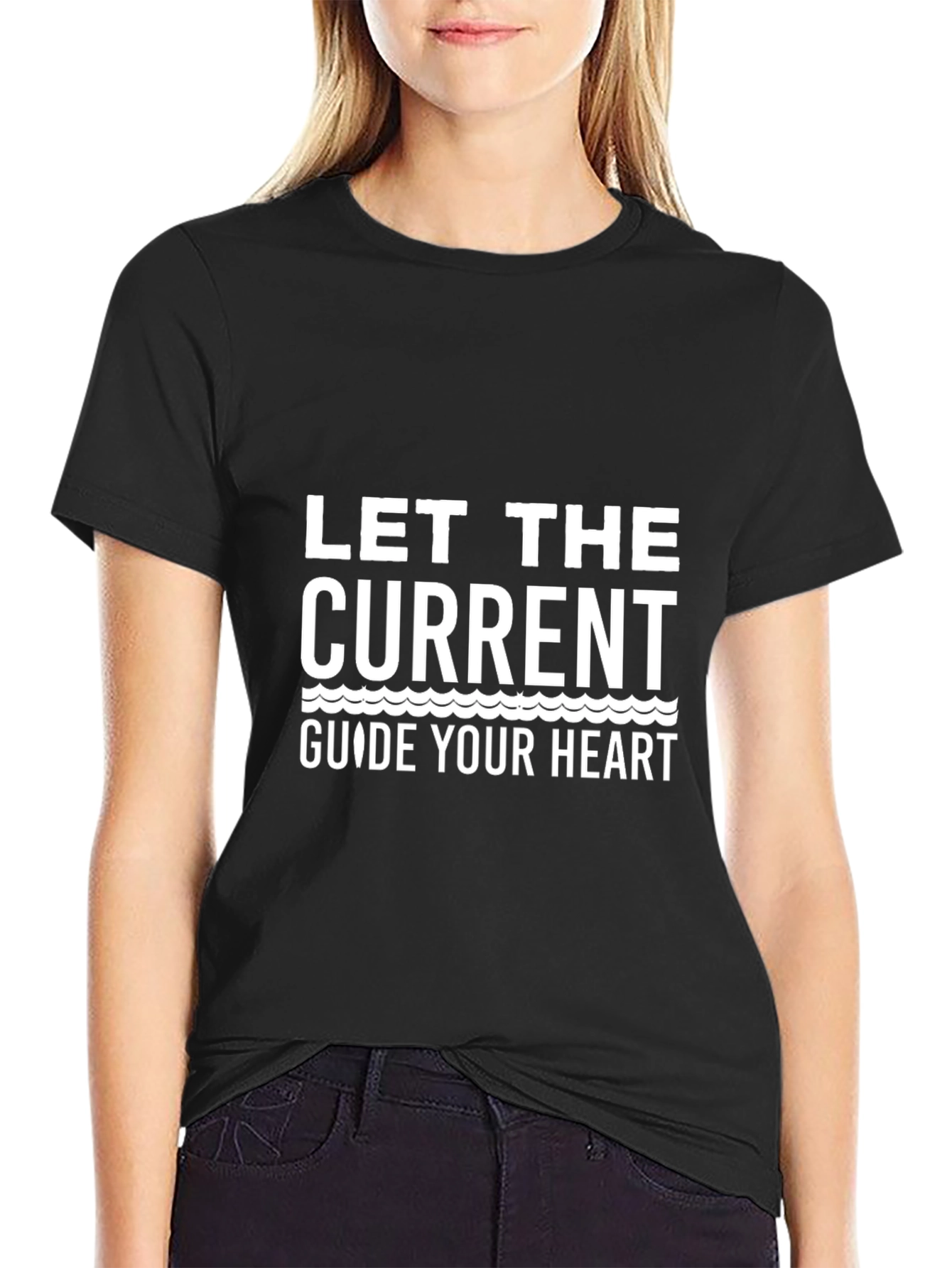 Let the Current Guide Your Heart Black T-Shirt