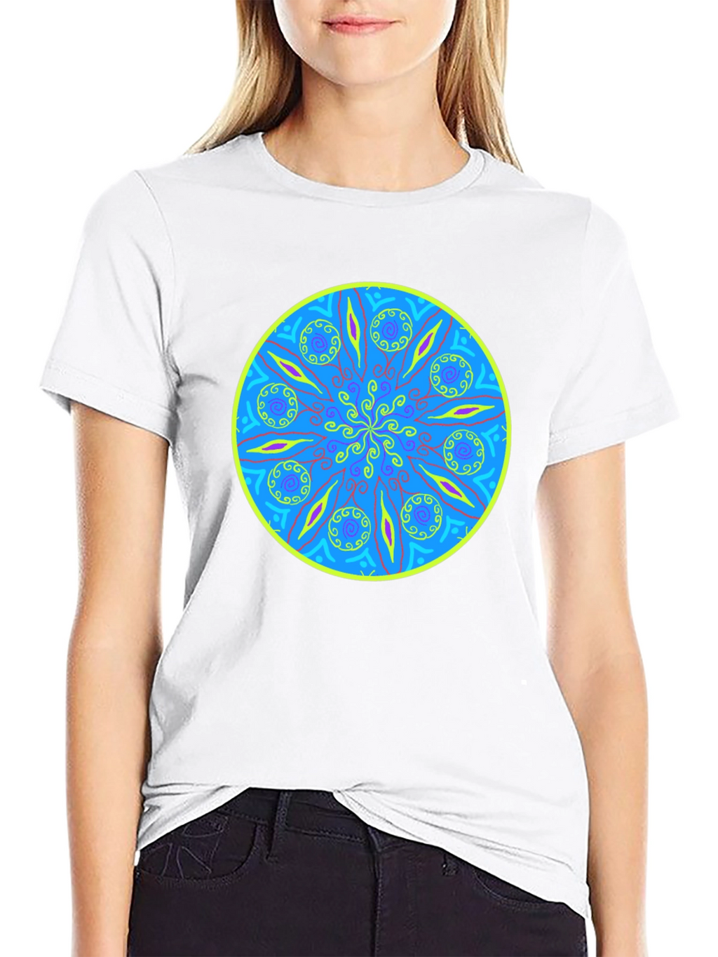 Vibrant Mandala Graphic Tee - Soft Black Cotton T-Shirt
