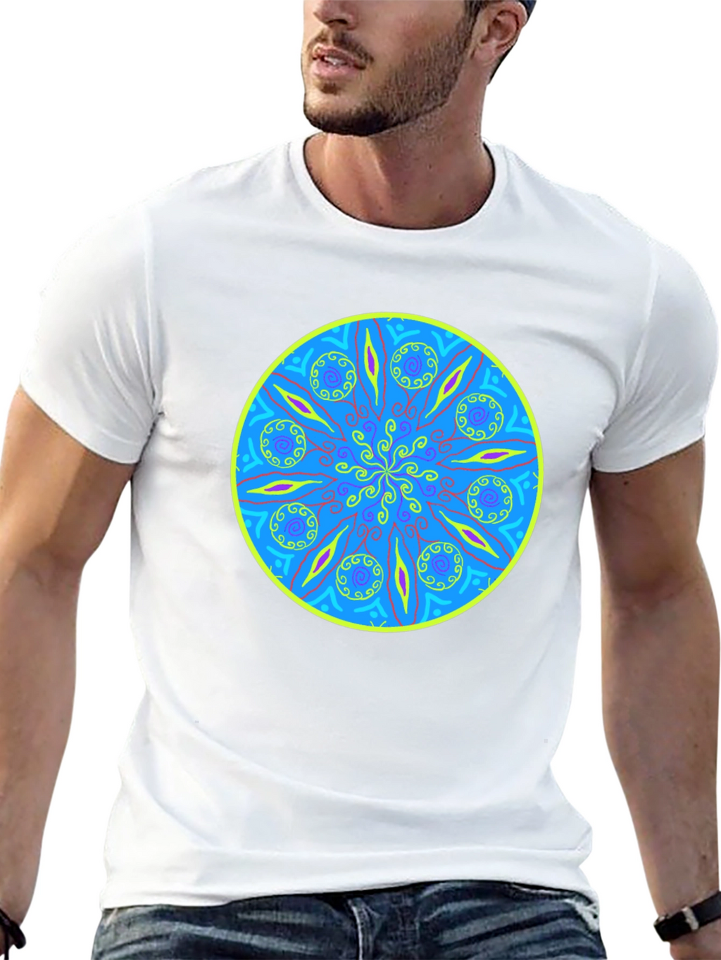 Vibrant Mandala Graphic Tee - Soft Black Cotton T-Shirt