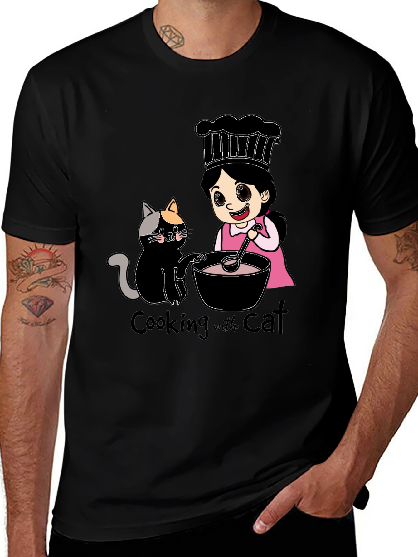 Cooking with Cat Graphic T-Shirt