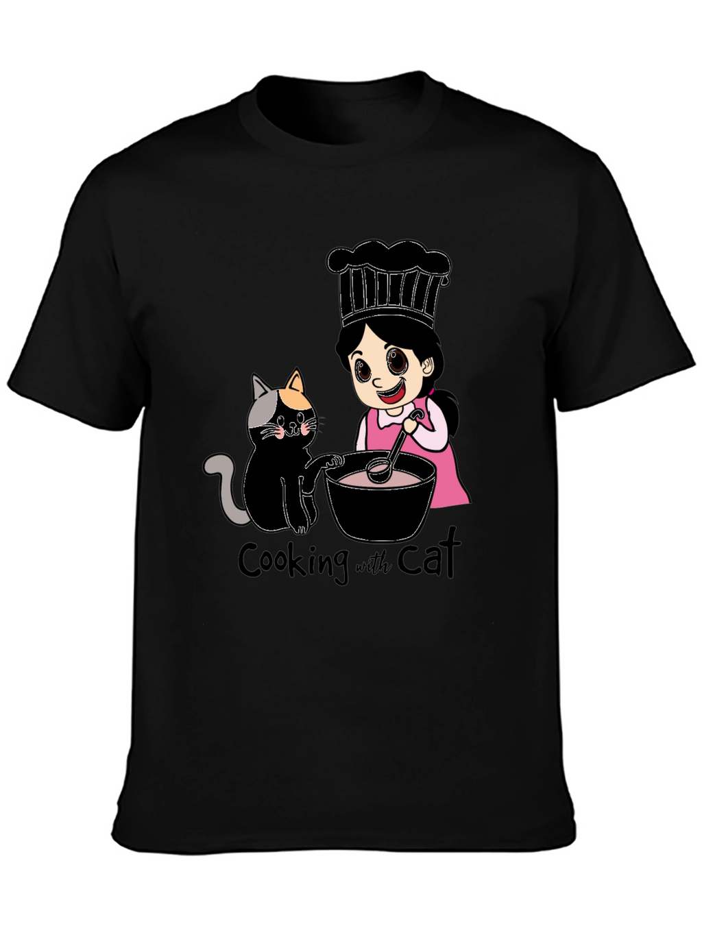 Cooking with Cat Graphic T-Shirt
