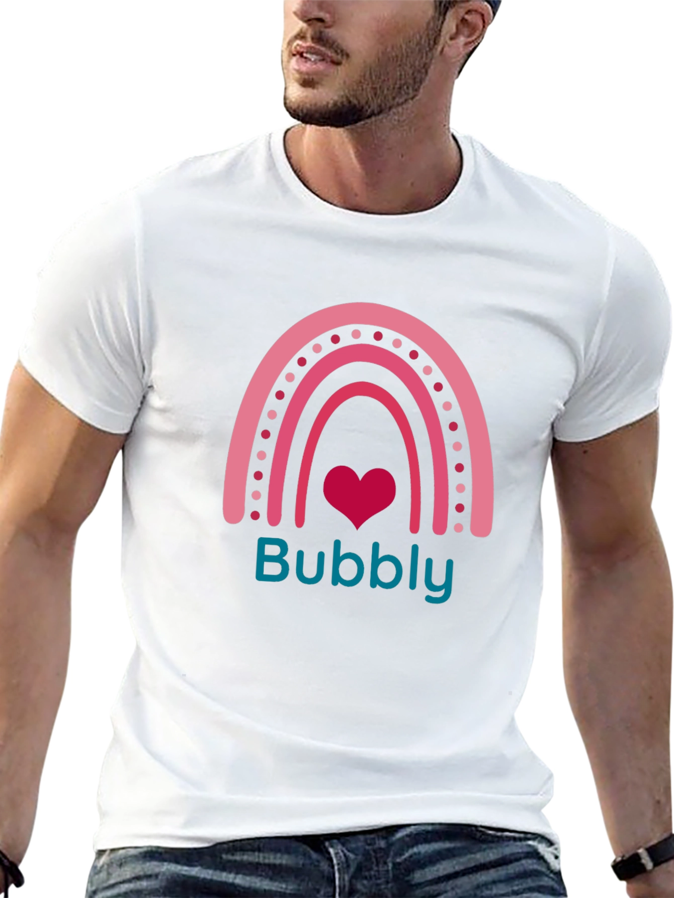 Bubbly Rainbow Heart Tee - Cute Graphic T-Shirt