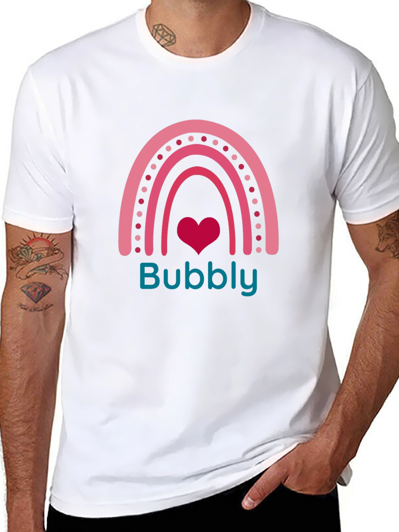 Bubbly Rainbow Heart Tee - Cute Graphic T-Shirt