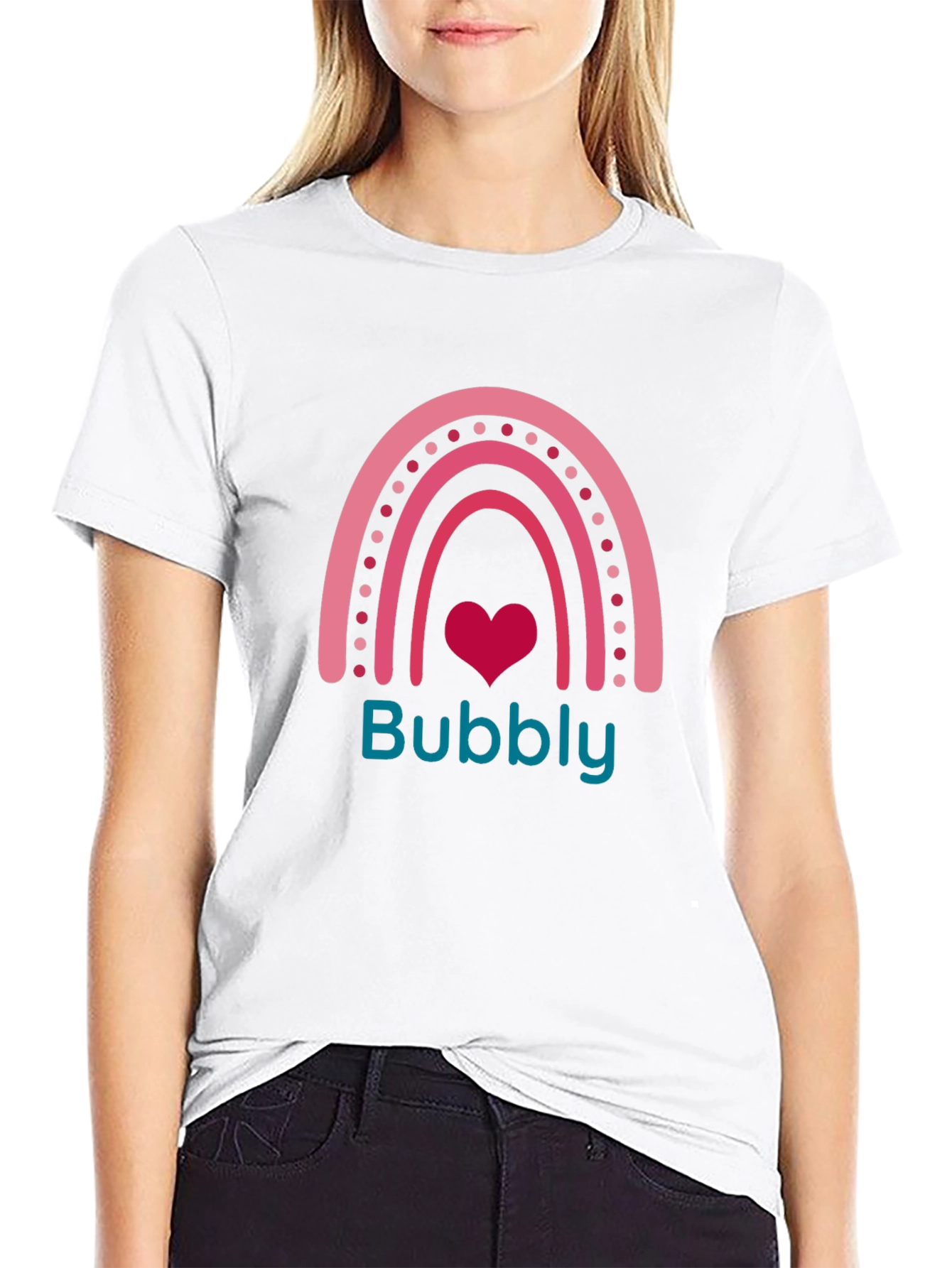 Bubbly Rainbow Heart Tee - Cute Graphic T-Shirt