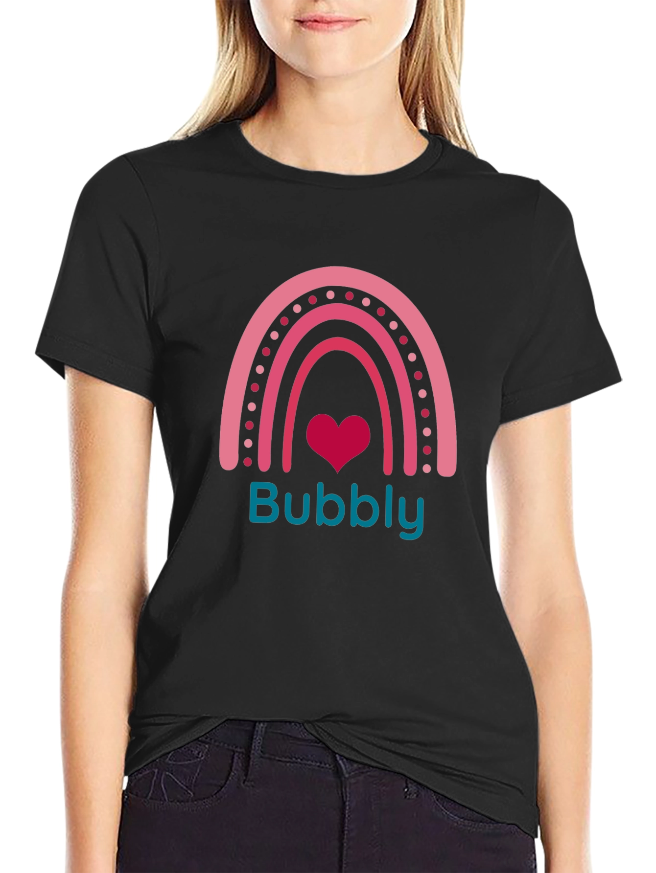 Bubbly Rainbow Heart Tee - Cute Graphic T-Shirt