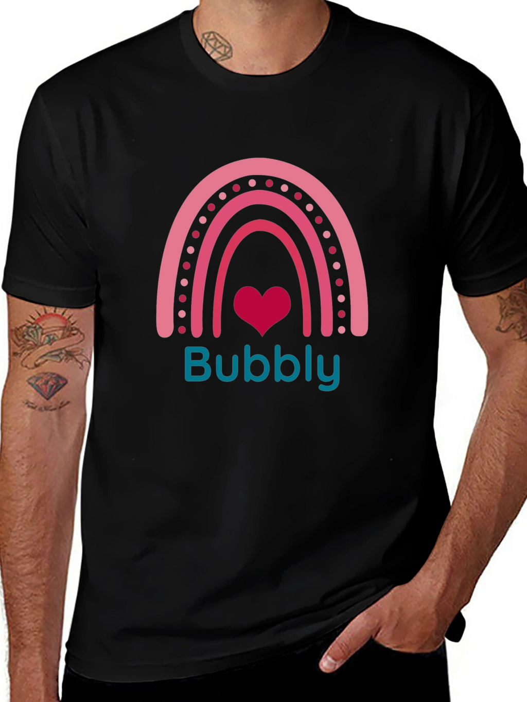 Bubbly Rainbow Heart Tee - Cute Graphic T-Shirt