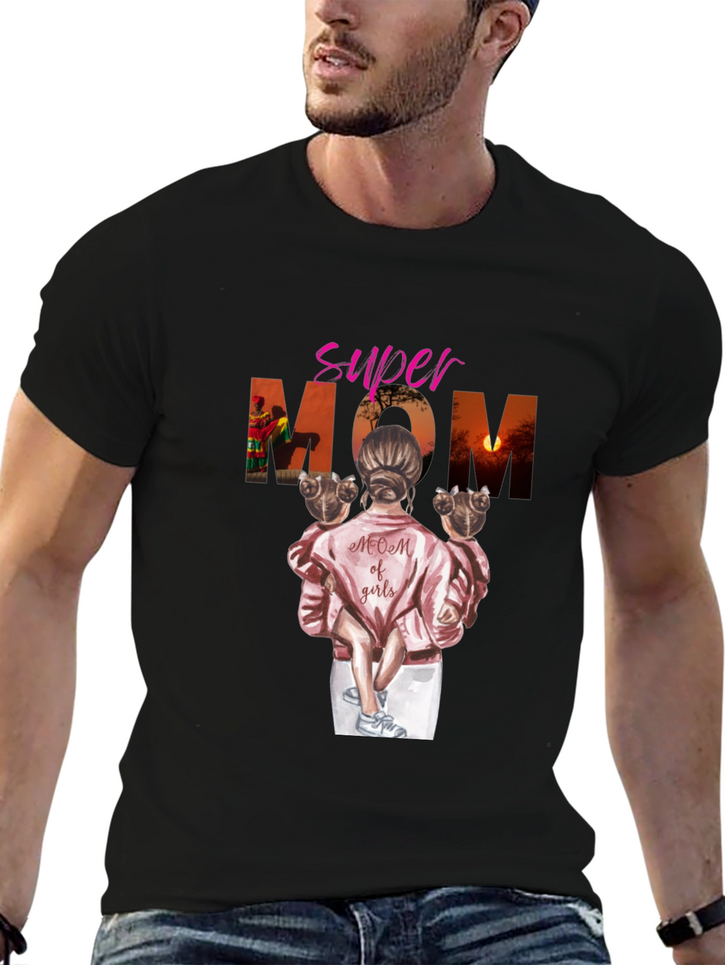 Super Mom of Girls Graphic T-Shirt